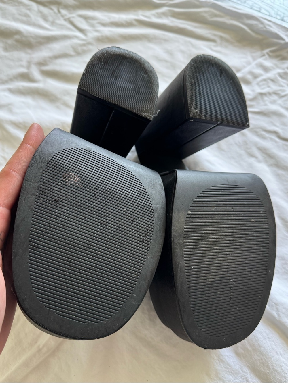 Steve Madden CAGEY Black Leather Platform Slide Heels - Picture 7 of 7